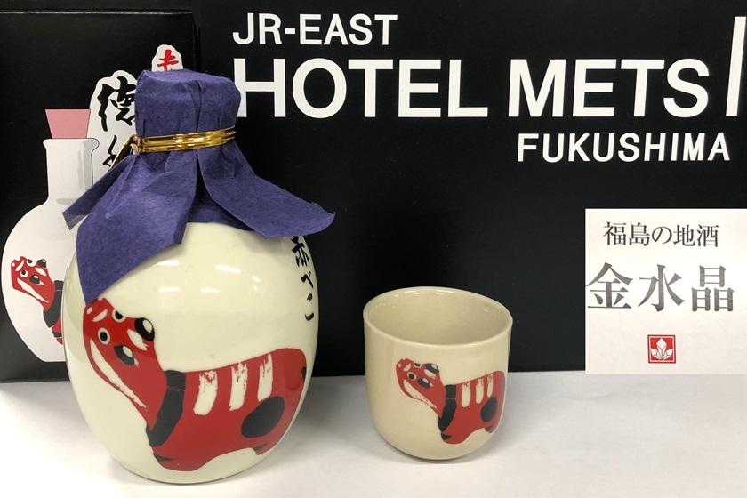 [Fukushima local sake] Kinsuisho Akabeko tokkuri ochoko set plan breakfast included