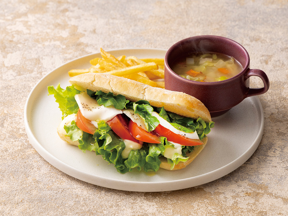 Choice of daily breakfast plate and fresh salad side buffet.