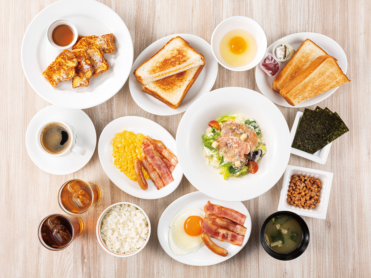 Breakfast set with a choice of Japanese or Western cuisine